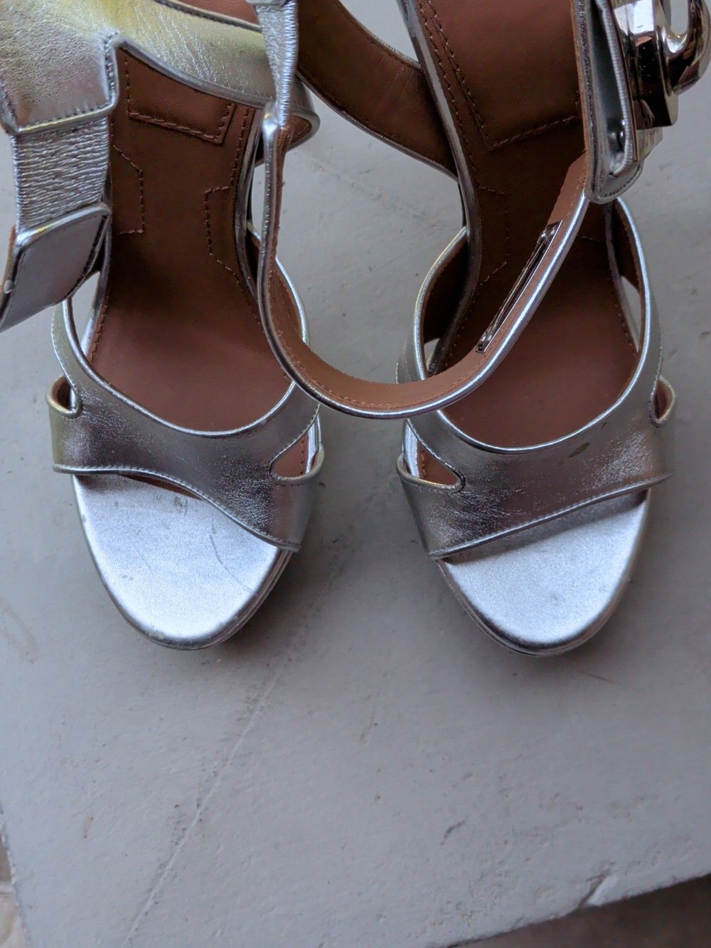 New Silver High Heel Platform Sandals - Givenchy Sharklock - Picture 9 of 13